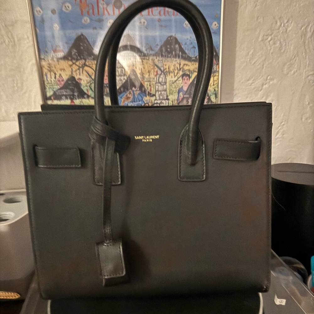 Saint Laurent Style Black Structured Handbag
